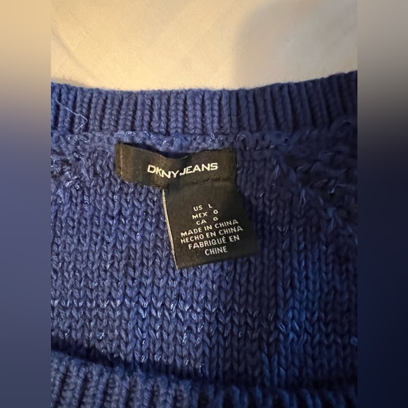 DKNY JEANS. Sparkly holiday sweater in a royal blue with metallic thread! - Picture 2 of 6